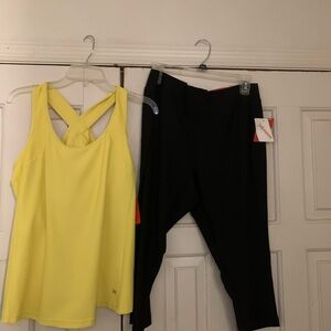 Xersion Yellow Tank and Black Leggings Set
